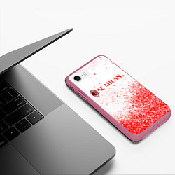 Чехол iPhone 7/8 матовый Ac milan красные брызги, цвет: 3D-малиновый — фото 2