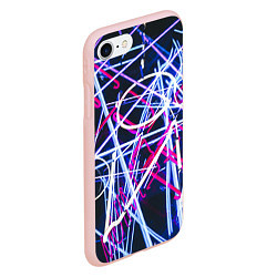 Чехол iPhone 7/8 матовый Неоновые хаотичные линии и буквы - Синий, цвет: 3D-светло-розовый — фото 2