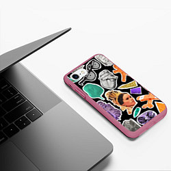 Чехол iPhone 7/8 матовый Underground pattern Fashion trend, цвет: 3D-малиновый — фото 2