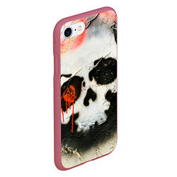 Чехол iPhone 7/8 матовый Череп на поверхности в красках - Красный, цвет: 3D-малиновый — фото 2