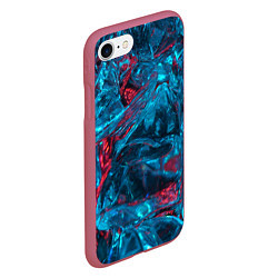 Чехол iPhone 7/8 матовый Неоновые куски льда - Голубой и красный, цвет: 3D-малиновый — фото 2