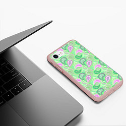 Чехол iPhone 7/8 матовый Turkish cucumber green background, цвет: 3D-светло-розовый — фото 2