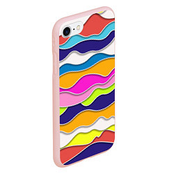 Чехол iPhone 7/8 матовый Разноцветные волны Летний паттерн, цвет: 3D-светло-розовый — фото 2