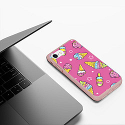 Чехол iPhone 7/8 матовый Разноцветное Мороженое Со Звёздочками, цвет: 3D-светло-розовый — фото 2