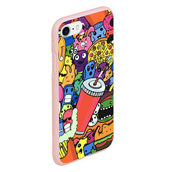 Чехол iPhone 7/8 матовый Fast food pattern Pop art Fashion trend, цвет: 3D-светло-розовый — фото 2