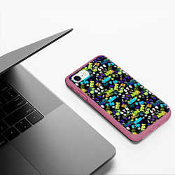 Чехол iPhone 7/8 матовый Multicolored alphabet and numbers, цвет: 3D-малиновый — фото 2