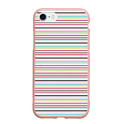 Чехол iPhone 7/8 матовый Полоски светлые на белом фоне, цвет: 3D-светло-розовый
