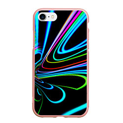 Чехол iPhone 7/8 матовый Неоновый многоцветный узор - Светло-синий, цвет: 3D-светло-розовый