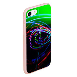 Чехол iPhone 7/8 матовый Неоновые абстрактные волнообразные огни - Зелёный, цвет: 3D-светло-розовый — фото 2