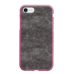 Чехол iPhone 7/8 матовый Серая кожа, цвет: 3D-малиновый