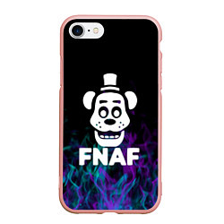 Чехол iPhone 7/8 матовый Five Nights At Freddys - огонь неон, цвет: 3D-светло-розовый