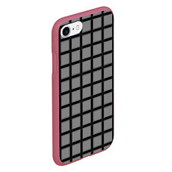 Чехол iPhone 7/8 матовый Темно-серый узор в крупную клетку, цвет: 3D-малиновый — фото 2