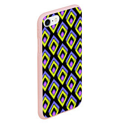 Чехол iPhone 7/8 матовый Yellow-pink rhombuses on black, цвет: 3D-светло-розовый — фото 2