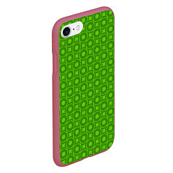 Чехол iPhone 7/8 матовый Зеленые круги и ромбы, цвет: 3D-малиновый — фото 2