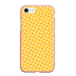 Чехол iPhone 7/8 матовый Белые крестики на желтом фоне, цвет: 3D-светло-розовый