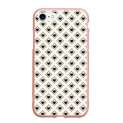 Чехол iPhone 7/8 матовый Черные сердечки паттерн, цвет: 3D-светло-розовый