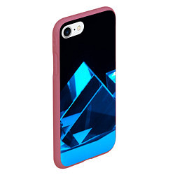 Чехол iPhone 7/8 матовый Неоновые объёмный куб - Синий, цвет: 3D-малиновый — фото 2
