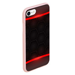Чехол iPhone 7/8 матовый Объемная красная сетка из сот, цвет: 3D-светло-розовый — фото 2