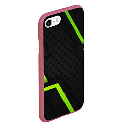 Чехол iPhone 7/8 матовый BLACK GREEN GEOMETRY, цвет: 3D-малиновый — фото 2