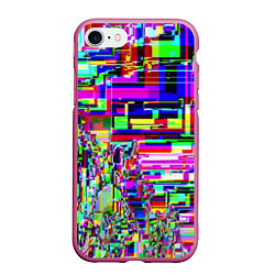 Чехол iPhone 7/8 матовый Яркий авангардный глитч, цвет: 3D-малиновый