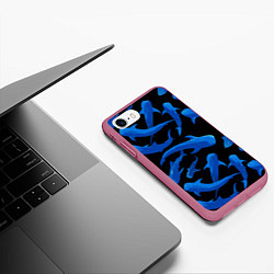 Чехол iPhone 7/8 матовый Стая акул - паттерн, цвет: 3D-малиновый — фото 2