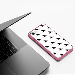 Чехол iPhone 7/8 матовый Плавники акул - паттерн, цвет: 3D-малиновый — фото 2