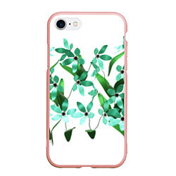 Чехол iPhone 7/8 матовый Flowers green light, цвет: 3D-светло-розовый