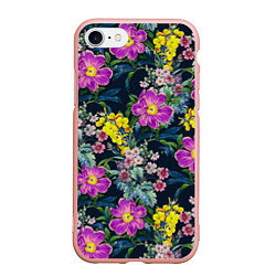 Чехол iPhone 7/8 матовый Цветы Фиолетовые Пионы, цвет: 3D-светло-розовый