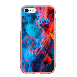 Чехол iPhone 7/8 матовый Абстрактное переплетение оранжевой и синей красок, цвет: 3D-светло-розовый