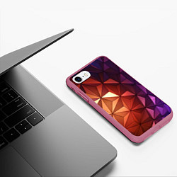 Чехол iPhone 7/8 матовый Абстрактная металлическая поверхность планеты, цвет: 3D-малиновый — фото 2