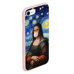 Чехол iPhone 7/8 матовый Мона Лиза Приколы - Звездная ночь, цвет: 3D-светло-розовый — фото 2