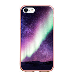 Чехол iPhone 7/8 матовый Ночное северное сияние, цвет: 3D-светло-розовый