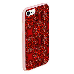 Чехол iPhone 7/8 матовый Красные абстрактные круглые узоры, цвет: 3D-светло-розовый — фото 2