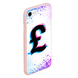 Чехол iPhone 7/8 матовый Фунт стерлингов глитч, цвет: 3D-светло-розовый — фото 2
