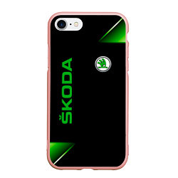 Чехол iPhone 7/8 матовый Skoda Sport Абстракция, цвет: 3D-светло-розовый