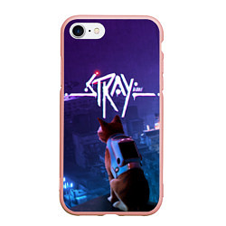 Чехол iPhone 7/8 матовый Stray кот неон, цвет: 3D-светло-розовый