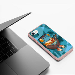 Чехол iPhone 7/8 матовый Бизнес-ланч лягухи, цвет: 3D-светло-розовый — фото 2