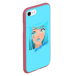 Чехол iPhone 7/8 матовый Аниме девушка с глазами цвета океана, цвет: 3D-малиновый — фото 2