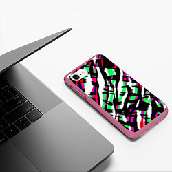 Чехол iPhone 7/8 матовый Разноцветная Зебра, цвет: 3D-малиновый — фото 2