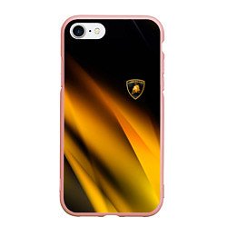 Чехол iPhone 7/8 матовый Ламборгини - желтая абстракция, цвет: 3D-светло-розовый