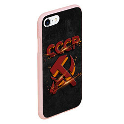 Чехол iPhone 7/8 матовый Серп и молот символ СССР, цвет: 3D-светло-розовый — фото 2