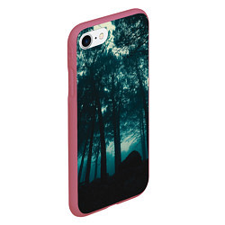 Чехол iPhone 7/8 матовый Тёмный лес на закате, цвет: 3D-малиновый — фото 2