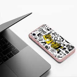 Чехол iPhone 7/8 матовый Барт Симпсон весь в татухах - Hype, цвет: 3D-светло-розовый — фото 2