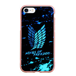 Чехол iPhone 7/8 матовый Attack on Titan wings of freedom - neon, цвет: 3D-светло-розовый