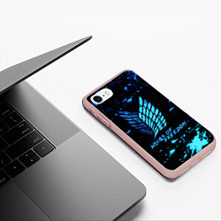 Чехол iPhone 7/8 матовый Attack on Titan wings of freedom - neon, цвет: 3D-светло-розовый — фото 2