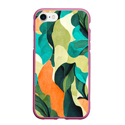 Чехол iPhone 7/8 матовый Multicoloured camouflage, цвет: 3D-малиновый