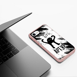 Чехол iPhone 7/8 матовый Кот ъуъ Артур, цвет: 3D-светло-розовый — фото 2