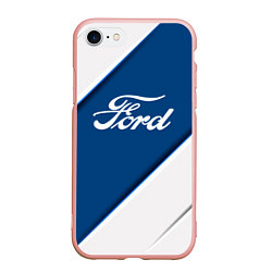 Чехол iPhone 7/8 матовый Ford - СИНЯЯ ПОЛОСА, цвет: 3D-светло-розовый