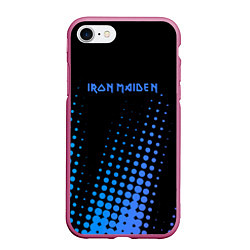Чехол iPhone 7/8 матовый Iron Maiden - neon, цвет: 3D-малиновый