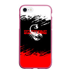 Чехол iPhone 7/8 матовый Scorpions - краска, цвет: 3D-малиновый